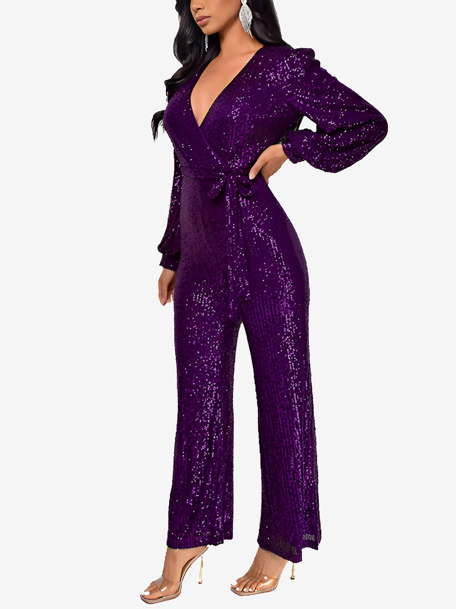 Glimvera - Women’s Glitter Long Sleeve Jumpsuit