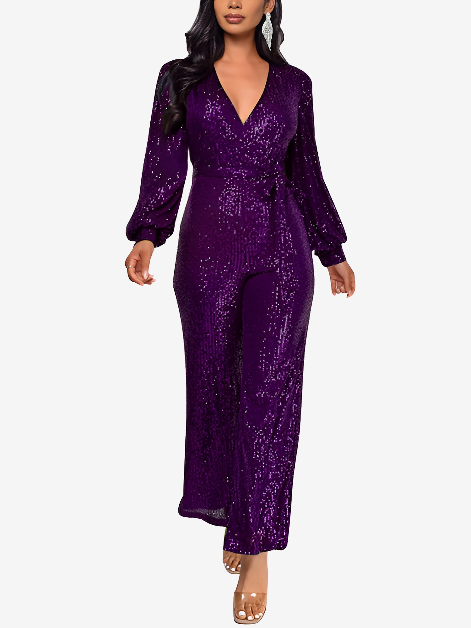 Glimvera - Women’s Glitter Long Sleeve Jumpsuit