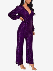 Glimvera - Women’s Glitter Long Sleeve Jumpsuit