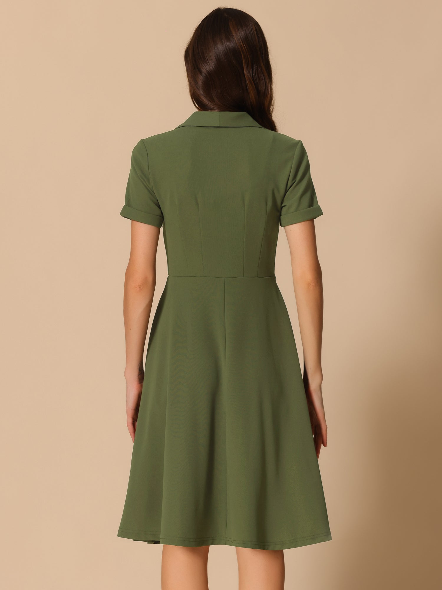 Elvaria – Women’s Vintage Collar Fit & Flare Midi Dress