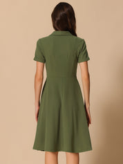 Elvaria – Women’s Vintage Collar Fit & Flare Midi Dress