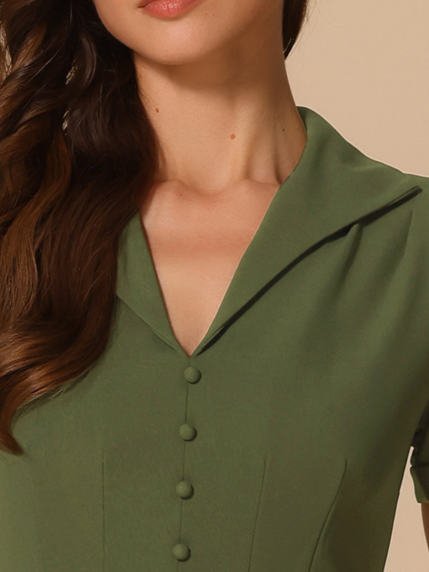 Elvaria – Women’s Vintage Collar Fit & Flare Midi Dress