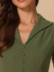 Elvaria – Women’s Vintage Collar Fit & Flare Midi Dress