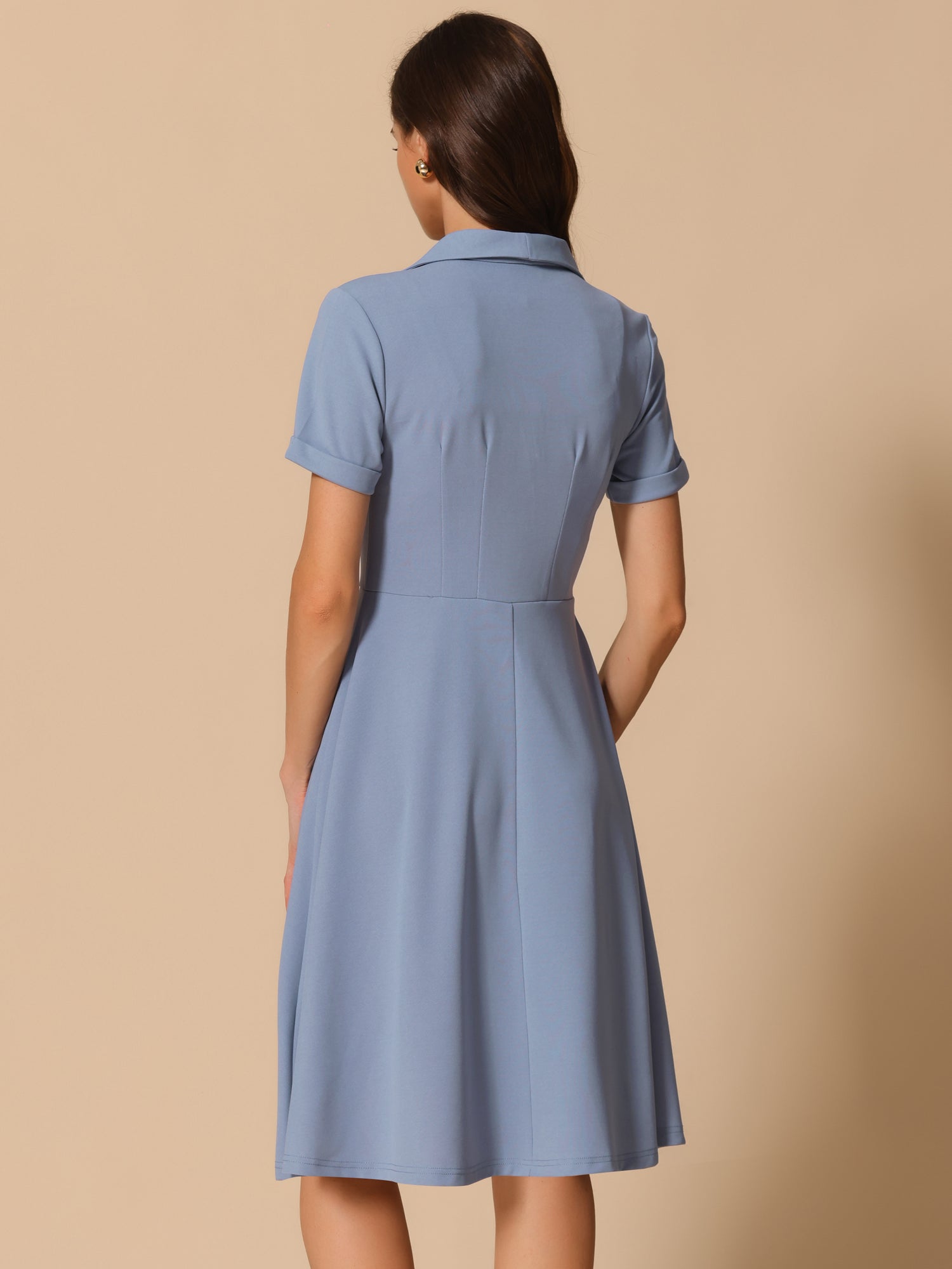 Elvaria – Women’s Vintage Collar Fit & Flare Midi Dress