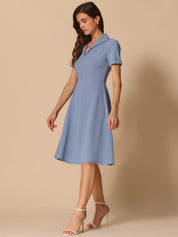 Elvaria – Women’s Vintage Collar Fit & Flare Midi Dress