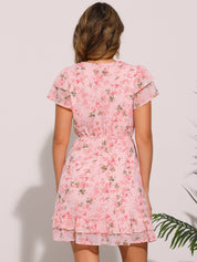 Rufflora - Women’s Floral Ruffle Sleeve Dress