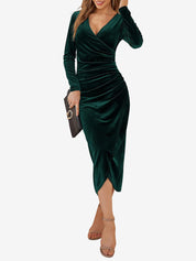 Veloura – Women’s Velvet Ruched Bodycon Cocktail Dress