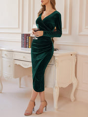 Veloura – Women’s Velvet Ruched Bodycon Cocktail Dress