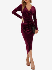 Veloura – Women’s Velvet Ruched Bodycon Cocktail Dress