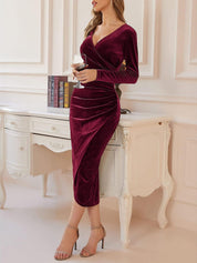 Veloura – Women’s Velvet Ruched Bodycon Cocktail Dress