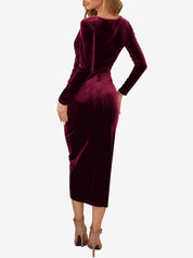 Veloura – Women’s Velvet Ruched Bodycon Cocktail Dress
