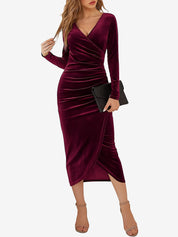 Veloura – Women’s Velvet Ruched Bodycon Cocktail Dress