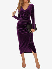 Veloura – Women’s Velvet Ruched Bodycon Cocktail Dress