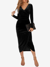 Veloura – Women’s Velvet Ruched Bodycon Cocktail Dress