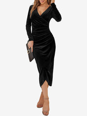 Veloura – Women’s Velvet Ruched Bodycon Cocktail Dress