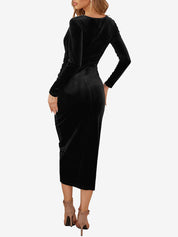 Veloura – Women’s Velvet Ruched Bodycon Cocktail Dress