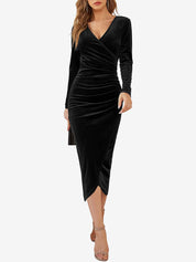 Veloura – Women’s Velvet Ruched Bodycon Cocktail Dress