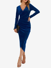 Veloura – Women’s Velvet Ruched Bodycon Cocktail Dress