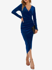 Veloura – Women’s Velvet Ruched Bodycon Cocktail Dress