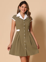 Calivra – Women’s Cotton Camp Collar Shirt Dress