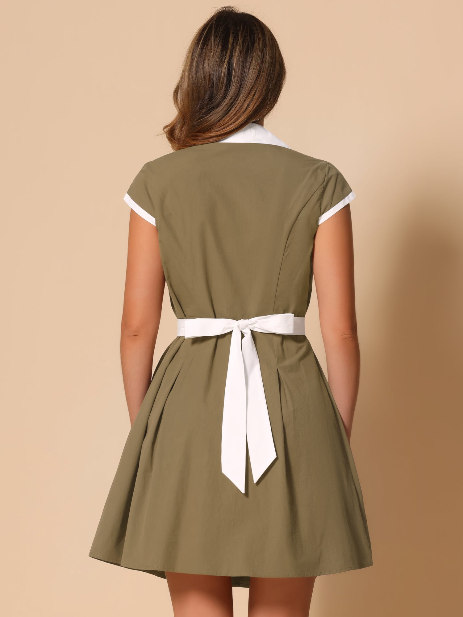 Calivra – Women’s Cotton Camp Collar Shirt Dress