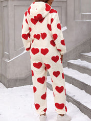 Heartella - Women’s Heart Print Long Sleeve Jumpsuit