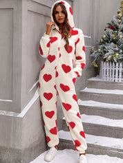 Heartella - Women’s Heart Print Long Sleeve Jumpsuit