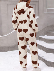 Heartella - Women’s Heart Print Long Sleeve Jumpsuit
