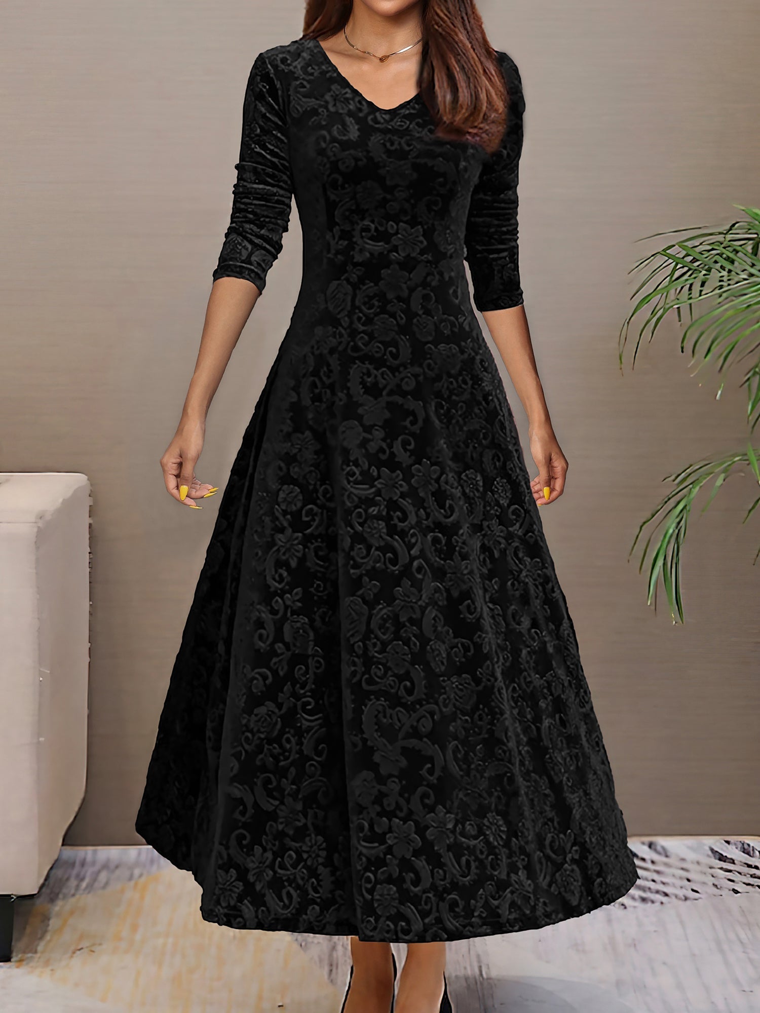 Floressa - Women’s Long Sleeve Floral Dress