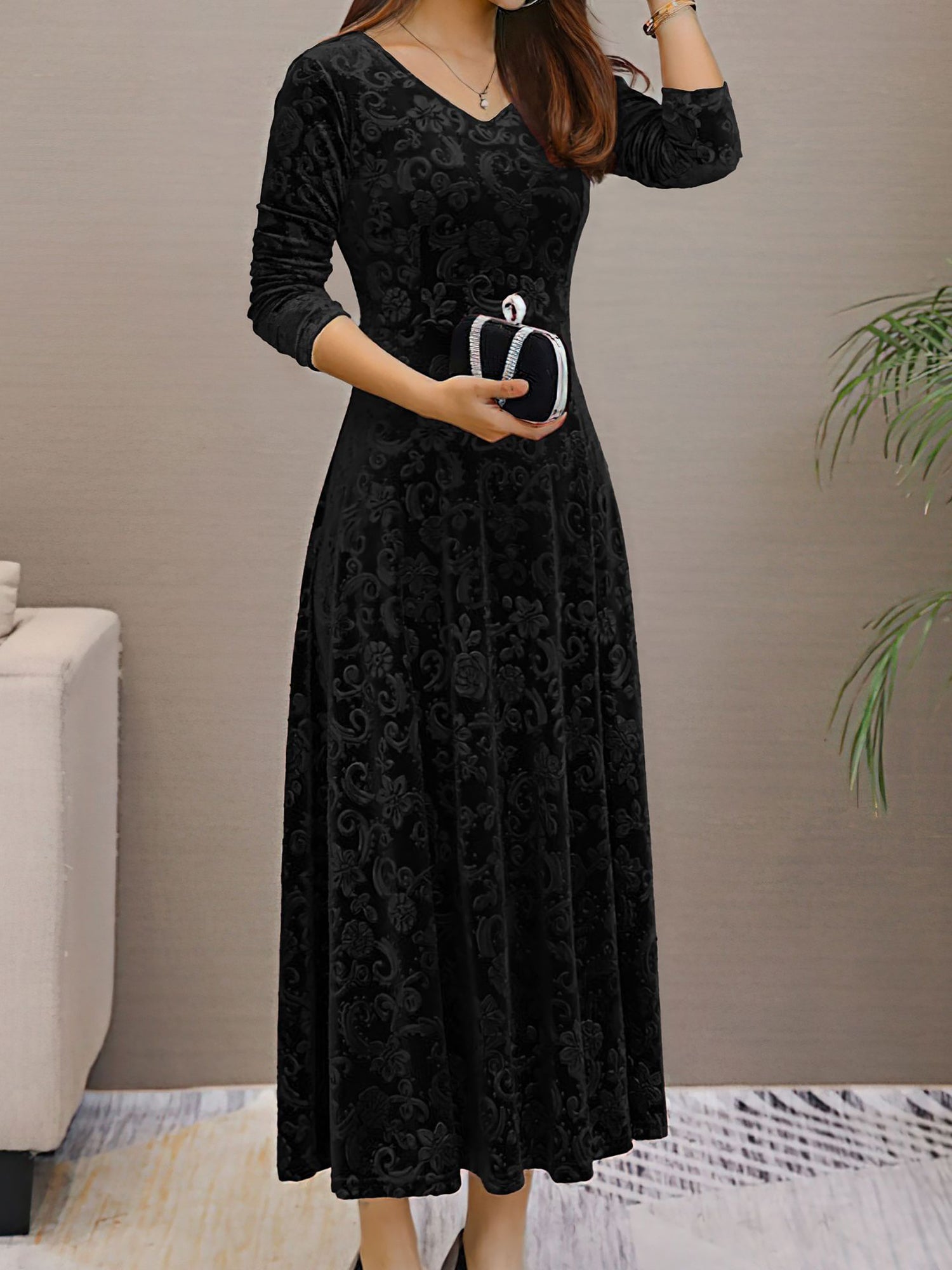 Floressa - Women’s Long Sleeve Floral Dress
