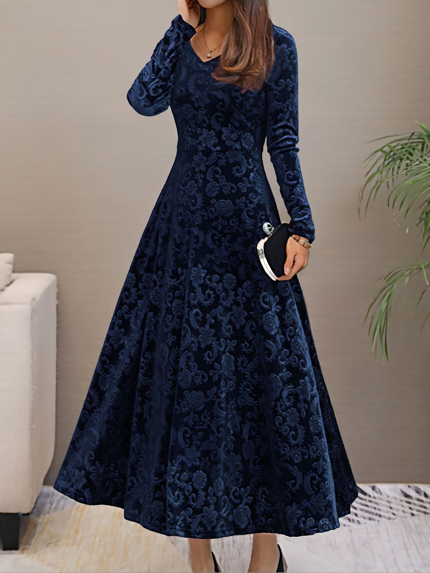 Floressa - Women’s Long Sleeve Floral Dress