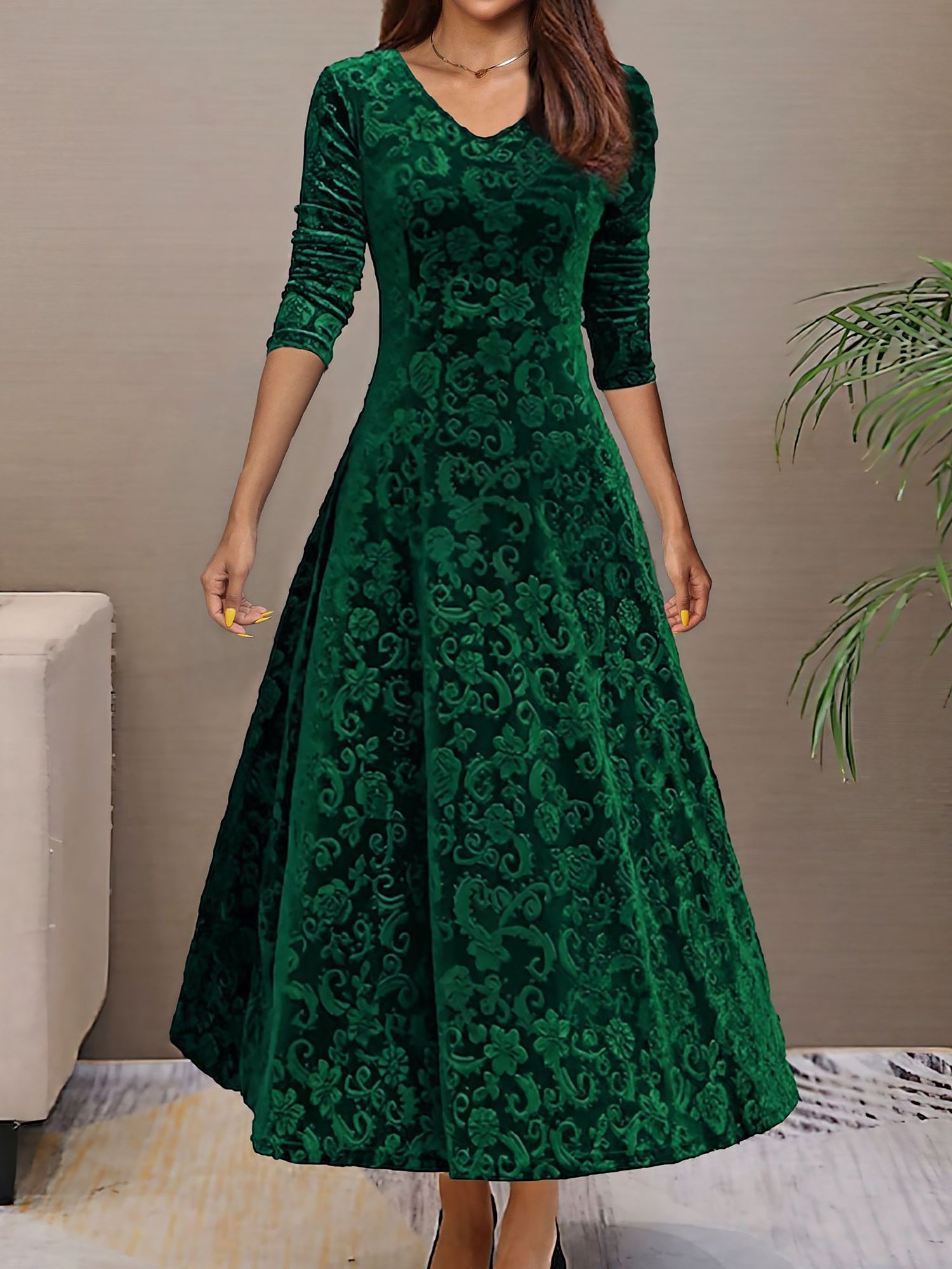 Floressa - Women’s Long Sleeve Floral Dress