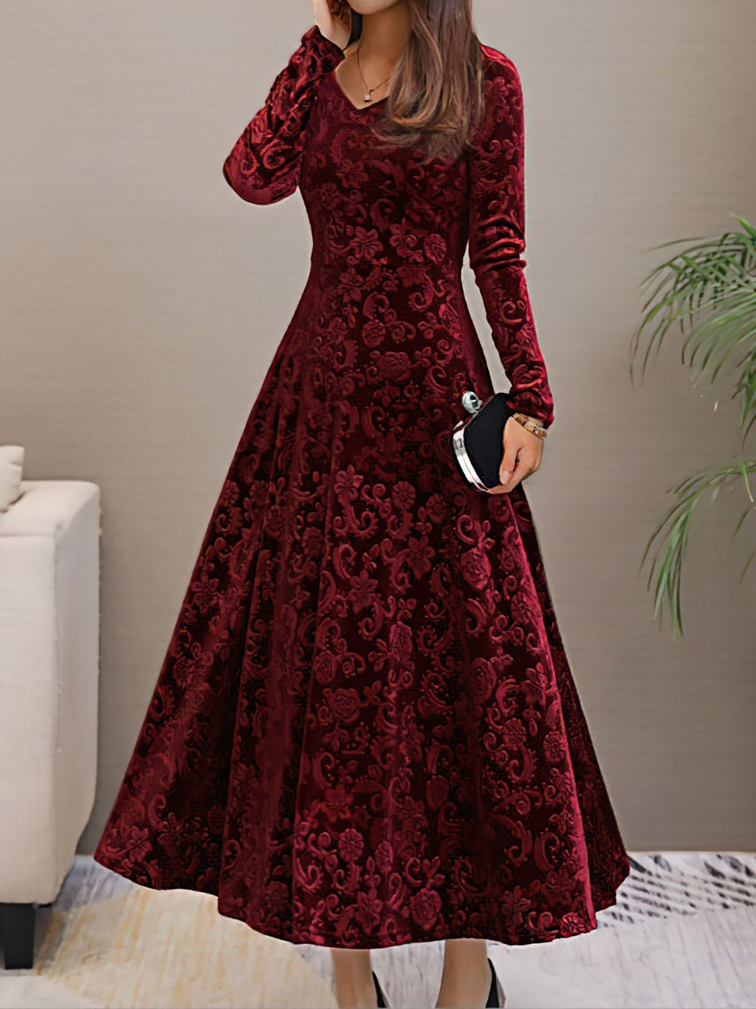 Floressa - Women’s Long Sleeve Floral Dress