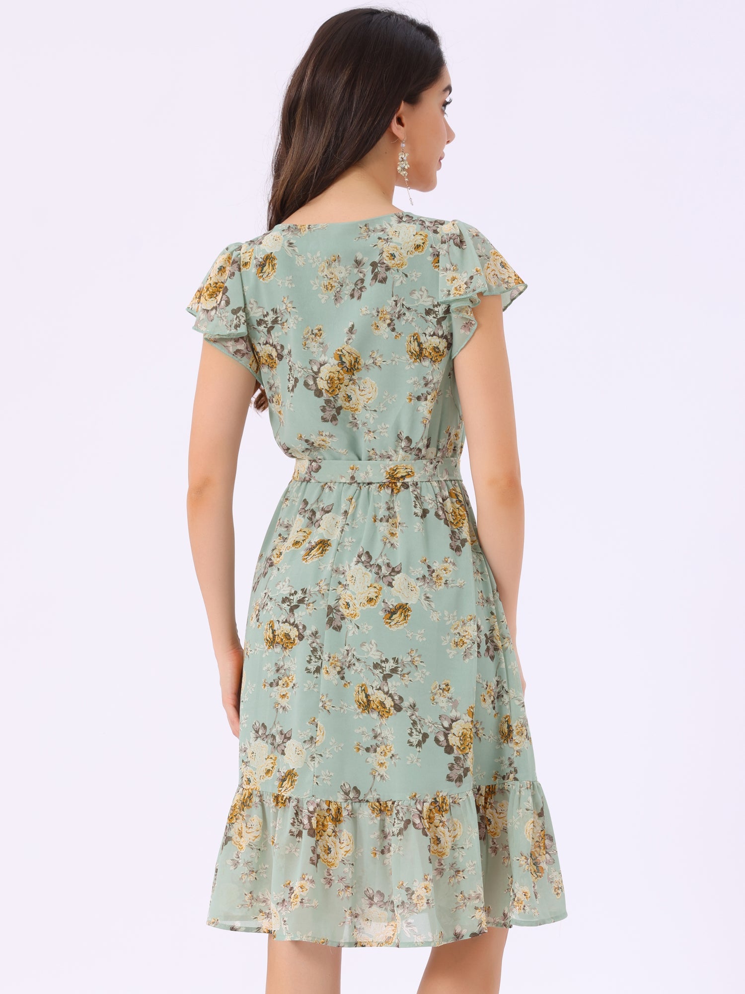 Florvella - Women’s Floral Square Neck A-Line Dress