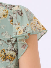 Florvella - Women’s Floral Square Neck A-Line Dress