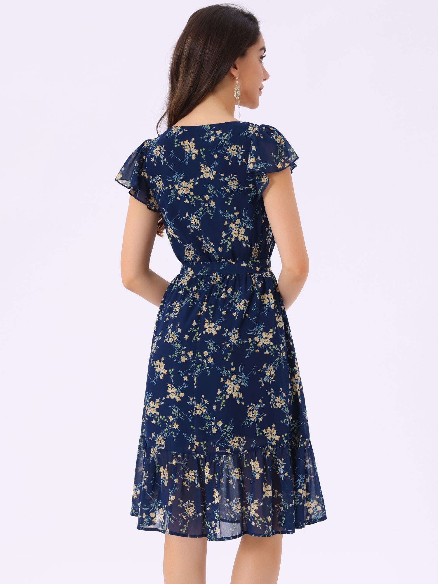 Florvella - Women’s Floral Square Neck A-Line Dress
