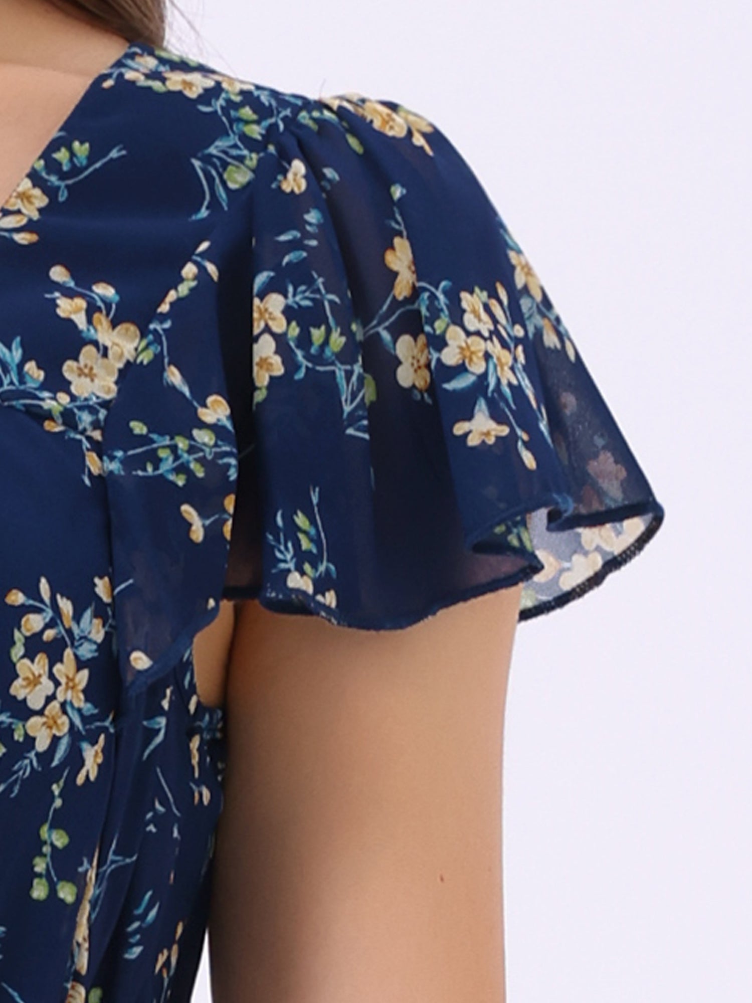 Florvella - Women’s Floral Square Neck A-Line Dress