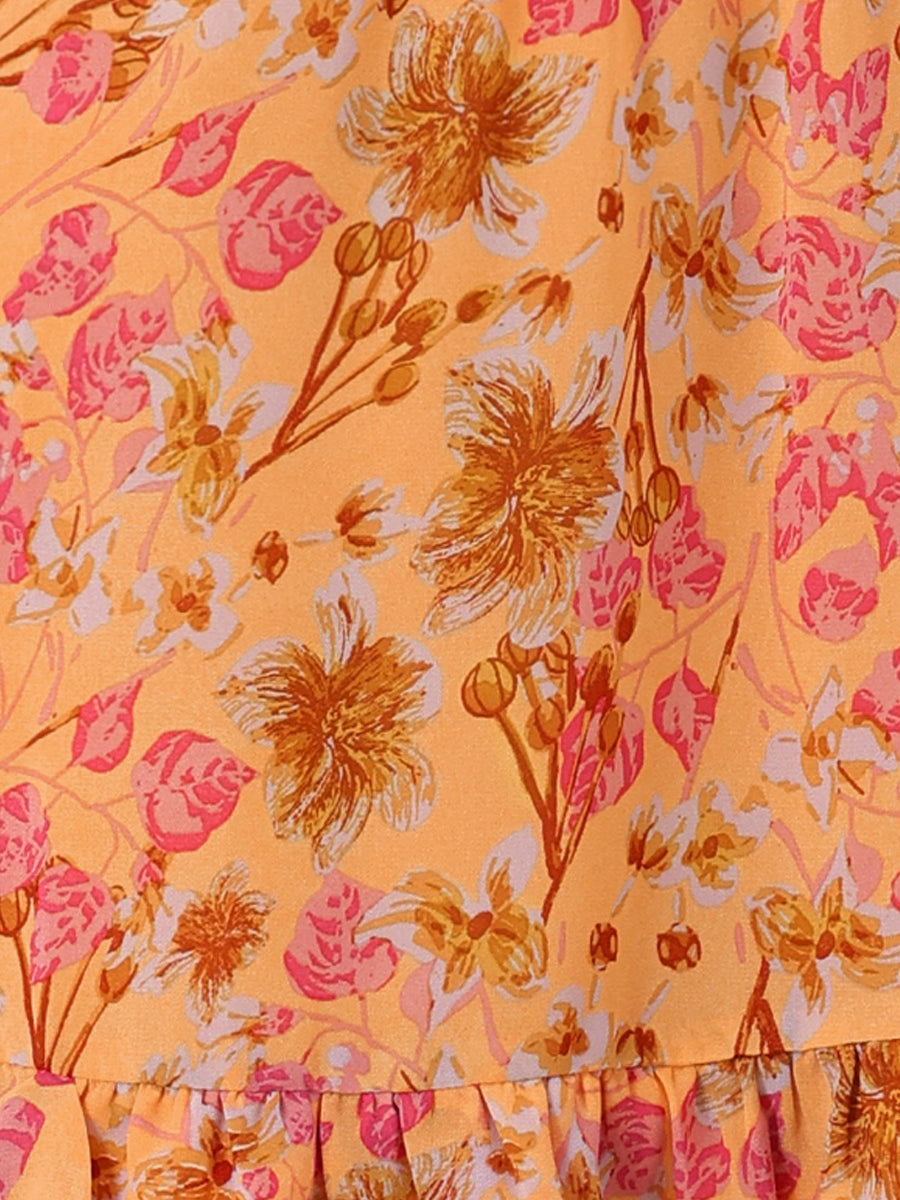 Rufflora - Women’s Floral Ruffle Sleeve Dress