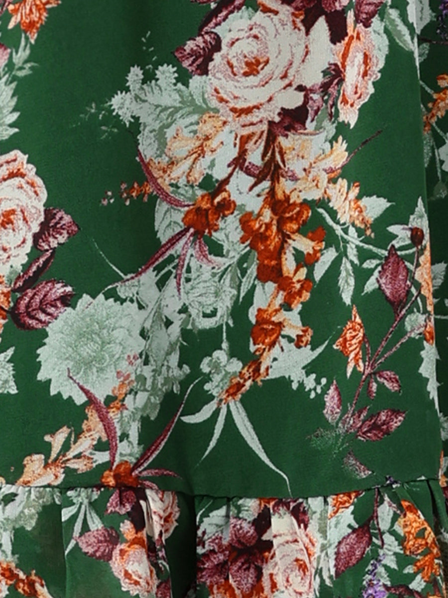 Rufflora - Women’s Floral Ruffle Sleeve Dress
