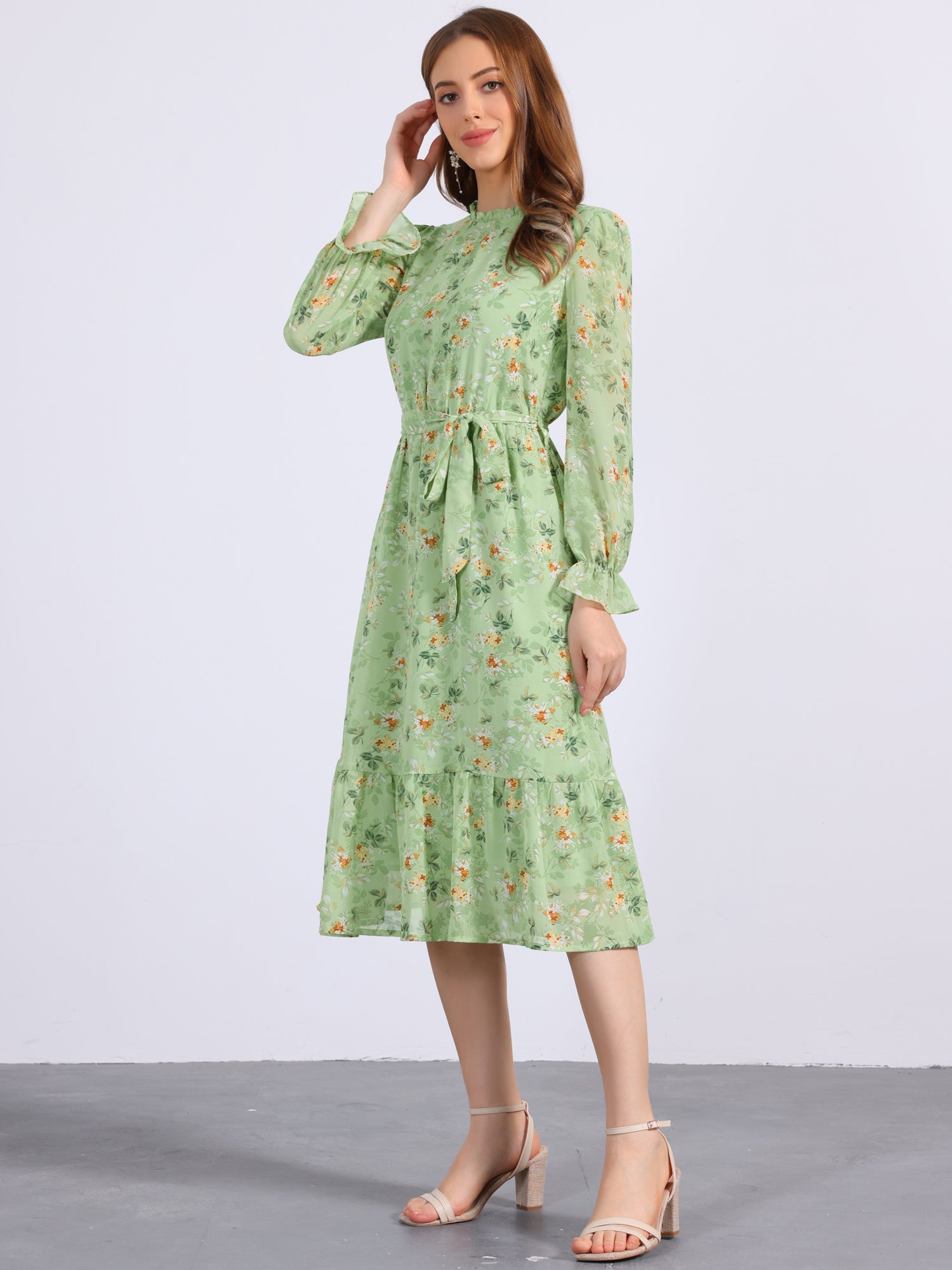 Florvessa - Women’s Floral A-Line Midi Dress