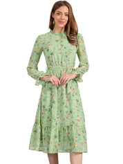 Florvessa - Women’s Floral A-Line Midi Dress
