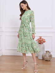 Florvessa - Women’s Floral A-Line Midi Dress