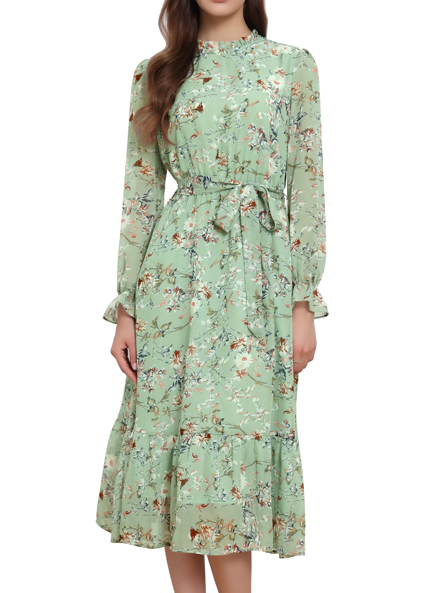 Florvessa - Women’s Floral A-Line Midi Dress