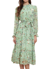 Florvessa - Women’s Floral A-Line Midi Dress