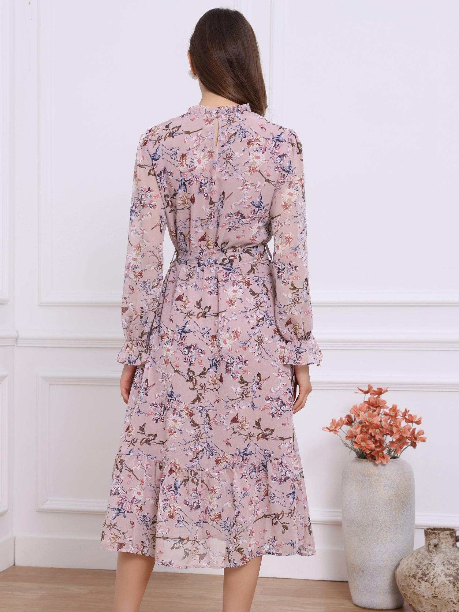 Florvessa - Women’s Floral A-Line Midi Dress