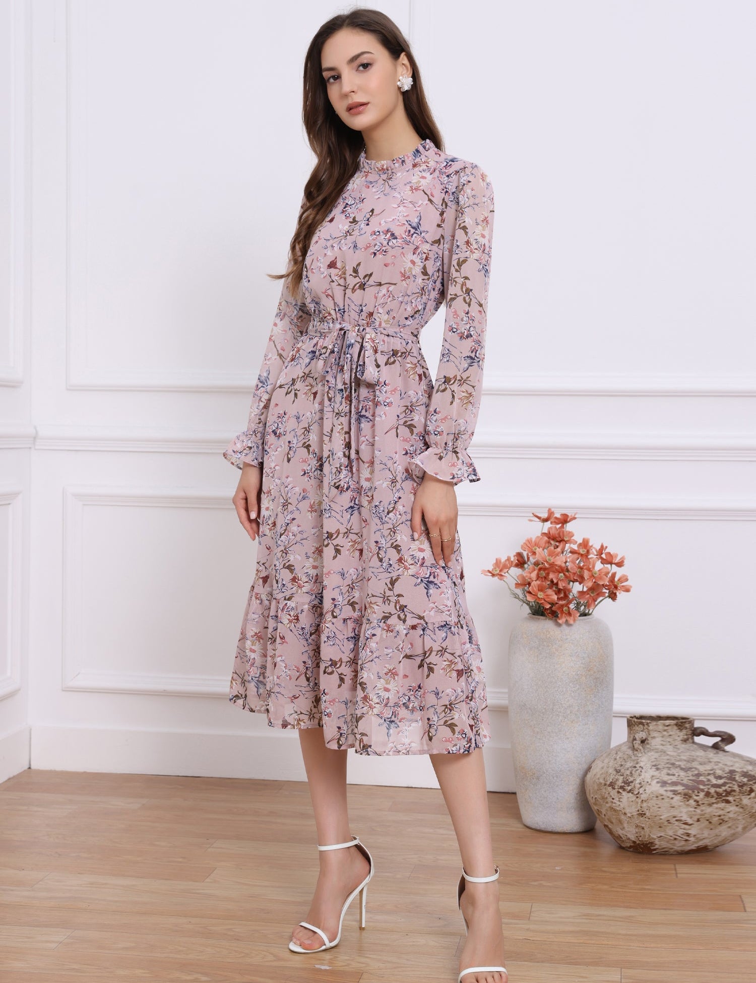 Florvessa - Women’s Floral A-Line Midi Dress