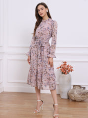 Florvessa - Women’s Floral A-Line Midi Dress