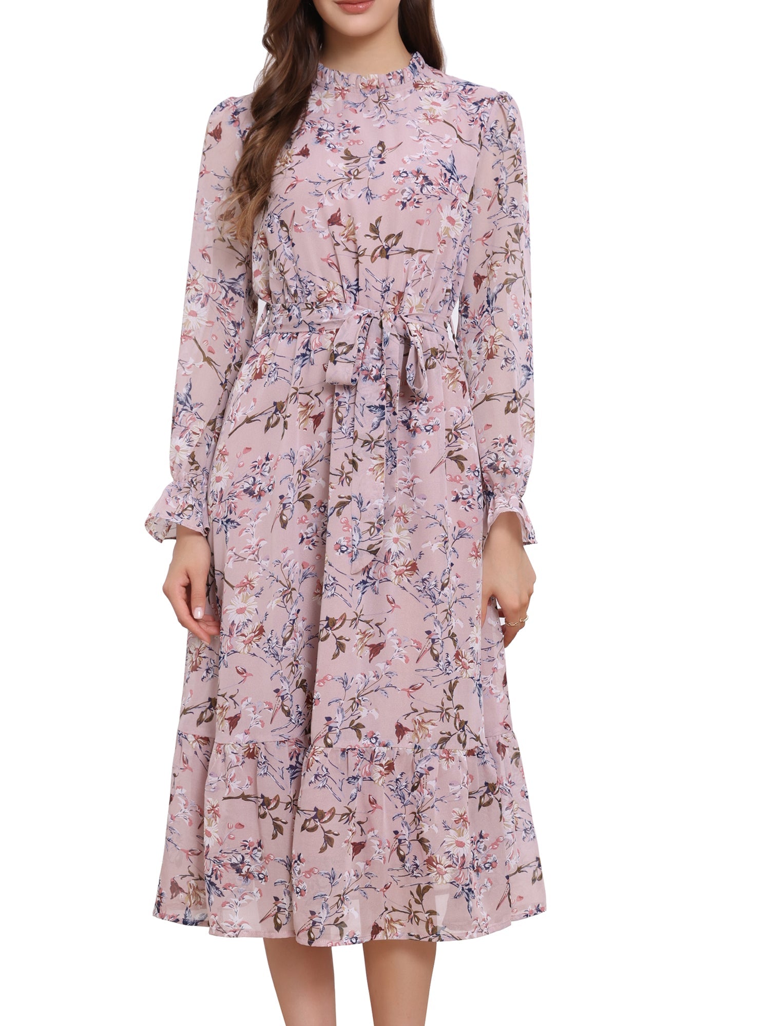 Florvessa - Women’s Floral A-Line Midi Dress