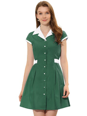 Calivra – Women’s Cotton Camp Collar Shirt Dress
