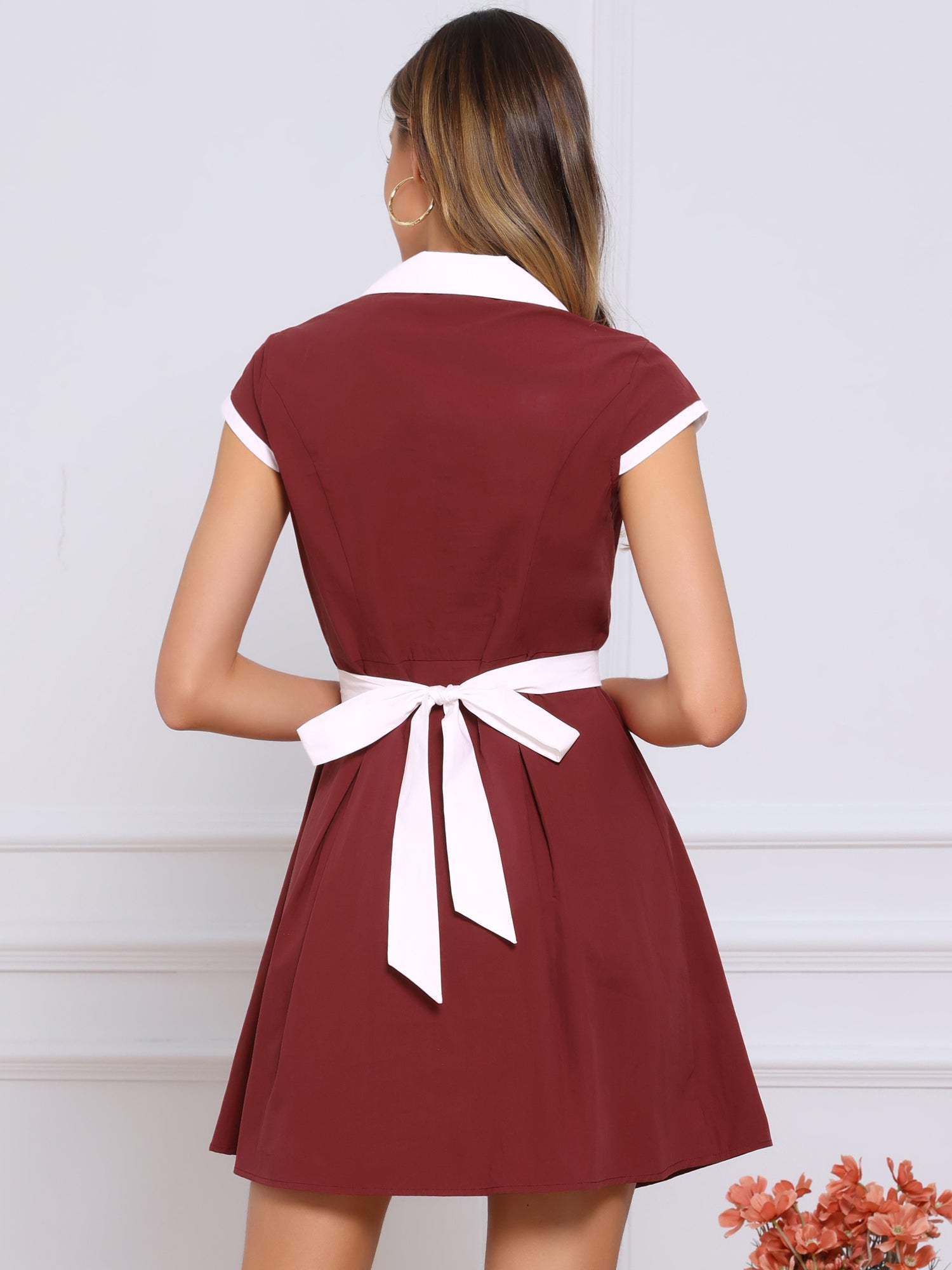 Calivra – Women’s Cotton Camp Collar Shirt Dress